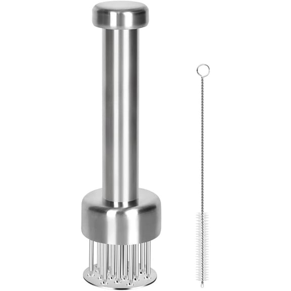Meat Tenderizer Tool, Stainless Steel, with Needles & Retractable Safety Guard, for Tenderizing Beef, Turkey, Chicken, Steak, Dishwasher Safe