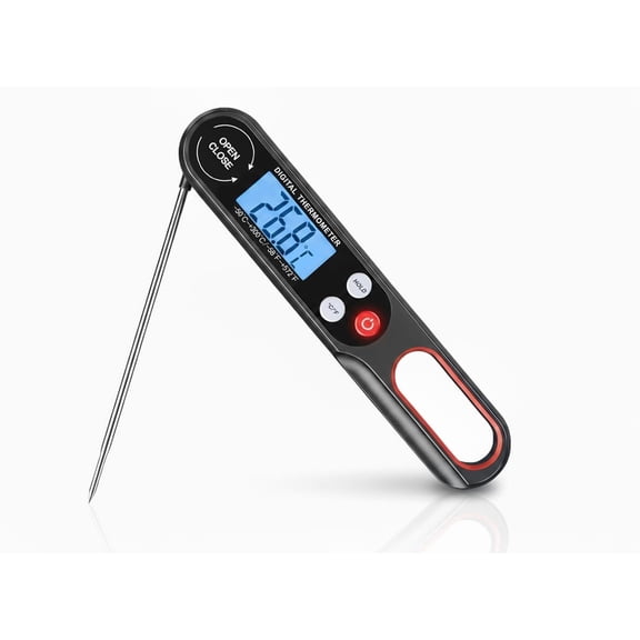 Meat Thermometer with Backlight for Grill and Air Fryers. Wireless Instant Read Thermometer with Foldable Long Probe. Digital Meat Food Probe for Kitchen, Outdoor Grilling, BBQ, Water & Jam.