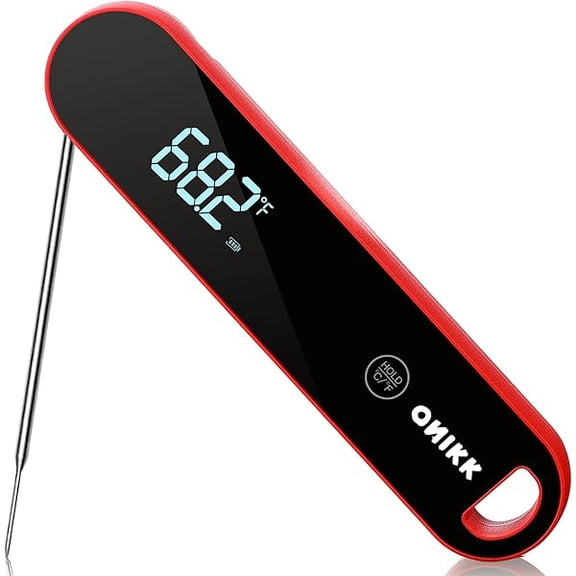Meat Thermometer Digital, 0.6-Second Instant Read Thermometer, IPV7 Waterproof, LED Screen, Auto-Rotate, Motion-Sensing Wake/Sleep for Cooking Grilling, Frying, Steak, Outside Grill