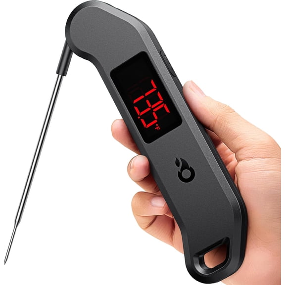 Meat Thermometer Digital, 1 Sec Instant Read, ±0.5℉ Accuracy NIST Certified Food Thermometer, Auto-Rotate, LED Screen, Highly Waterproof Cooking Thermometer for Fathers Day, Gifts for Him Dad Men