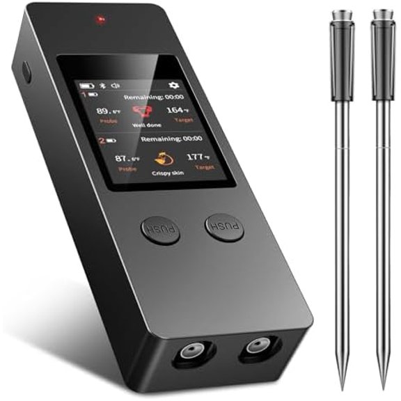 Meat Thermometer,  Digital Cooking Thermometer with 2 Ultra-Thin Probes, No App Needed, 800FT Range, IP67  - for BBQ, Grill, Oven, , Kitchen