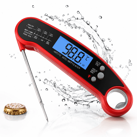 Meat Thermometer Digital for Grilling and Cooking - Waterproof Ultra-Fast Instant Read Food thermometers with Backlight & Calibration for Kitchen,Deep Fry,BBQ