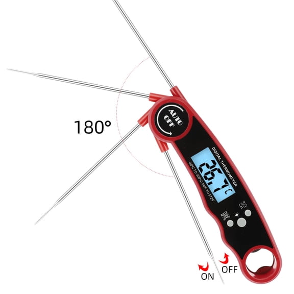 Meat Thermometer Digital Instant Read for Cooking and Grilling, Waterproof Food Thermometer with Backlight, Foldable Probe, Auto Off, Magnetred