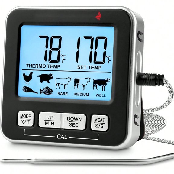 Meat Thermometer Digital, Wired Probe for Oven & Grill