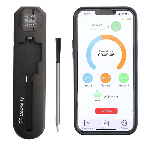Meat Thermometer Digital Wireless IP67 Waterproof, 48h Battery Life, Grill Thermometers with 820ft Range, Rechargeable Probe, Bluetooth for BBQ, Smoker, Oven