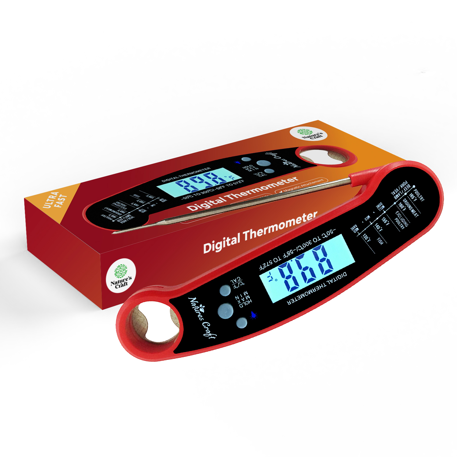 Mainstays Stainless Steel Meat Thermometer, Oven Thermometer with Dial