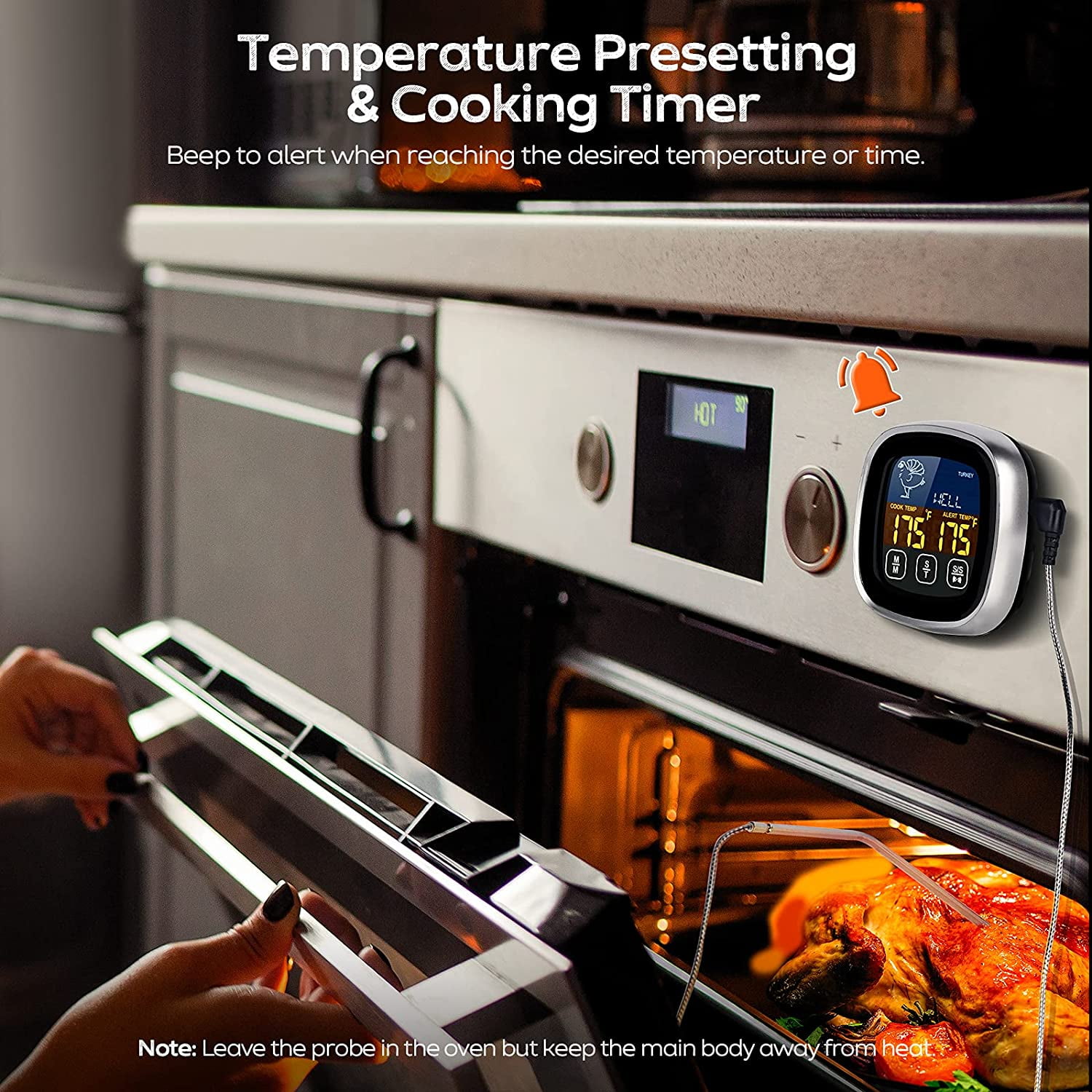 Meat Thermometer with Long Probe, Digital Meat Thermometer with Large ...