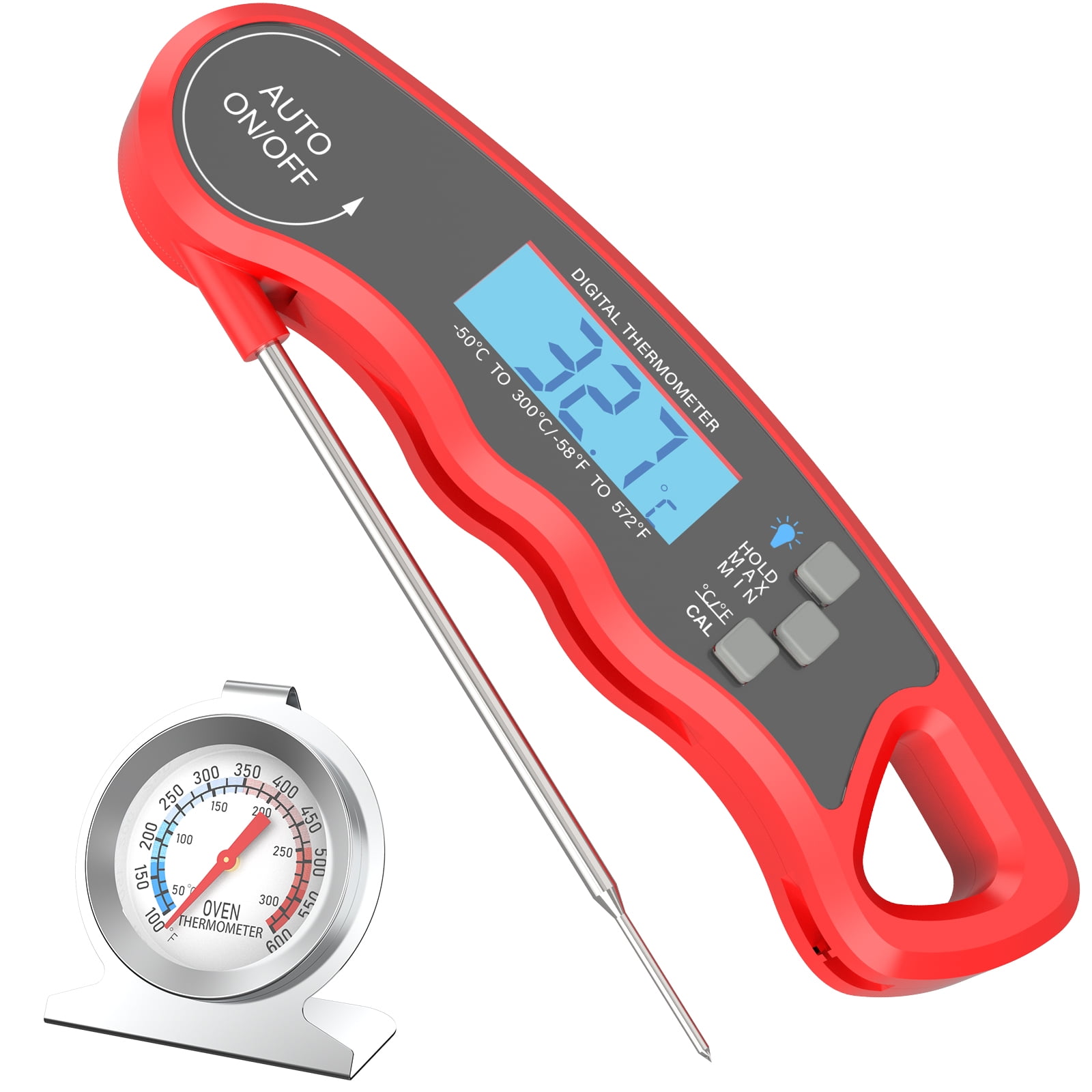 Meat Thermometer＆Oven Thermometer,Digital Food Thermometer,Instant Read Cooking Thermometer For