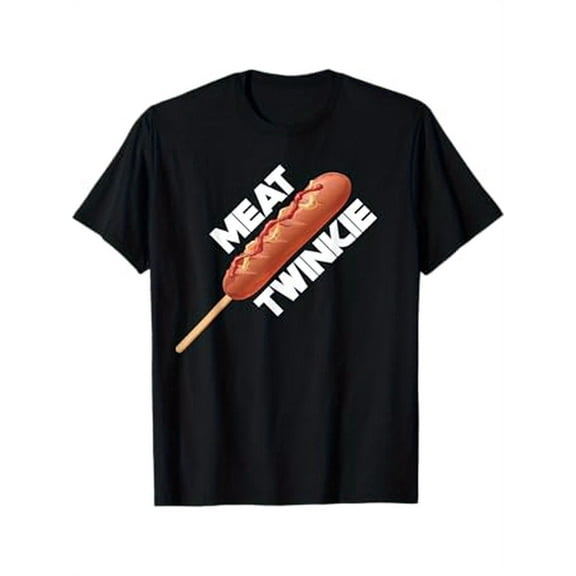 Meat Twinkie Corn Dog for lovers Dogs Foodie Men Sausage T-Shirt, 1pc Men'S T-Shirt, 100% Cotton, Perfect for All-Seasons, Ideal for Active Lifestyle, Holiday Gifts, S-XXXL, Black, Fabric weight 180g