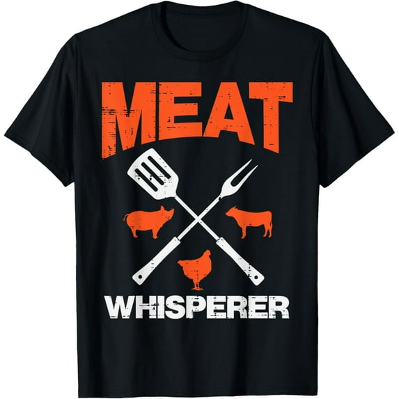 Meat Whisperer Funny Barbecue Grilling Bbq Grill Men Women T-ShirtMen's and women's gift, black and white T-shirt, size: Extra large S-4XL