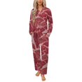 thumbnail image 1 of Meat Womens Pyjamas Set Button Up Pyjamas Womens with Long Sleeve Top And Wide Leg Pants V-neck Loungewear Sets, 1 of 9