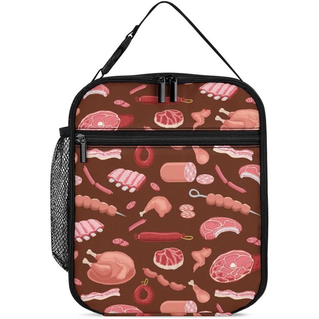Meat of Beef Pork Sliced Bacon Reusable Lunch Bag Insulated Portable