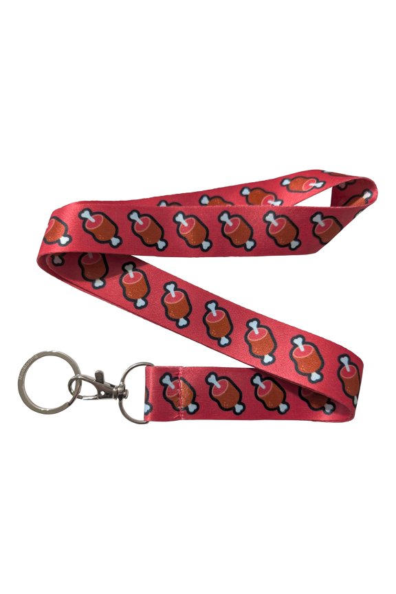 Meat on Bone BBQ Red Keychain Lanyard