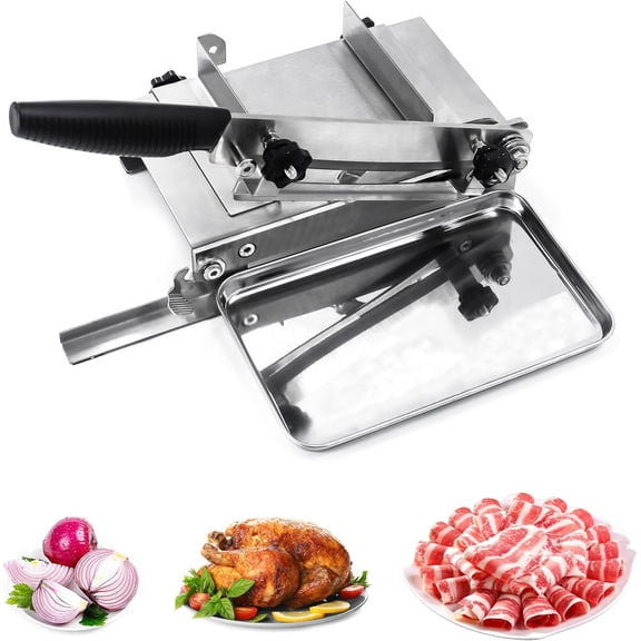 Meat slicer, stainless steel heavy manual frozen meat slicer, beef and lamb roll food slicer, suitable for home cooking, Cheese slicing, BBQ slicing, easy to use