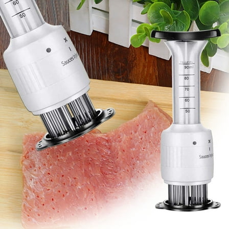 Meat tenderizer and injector tool, dual-purpose kitchen gadget for marinating and seasoning