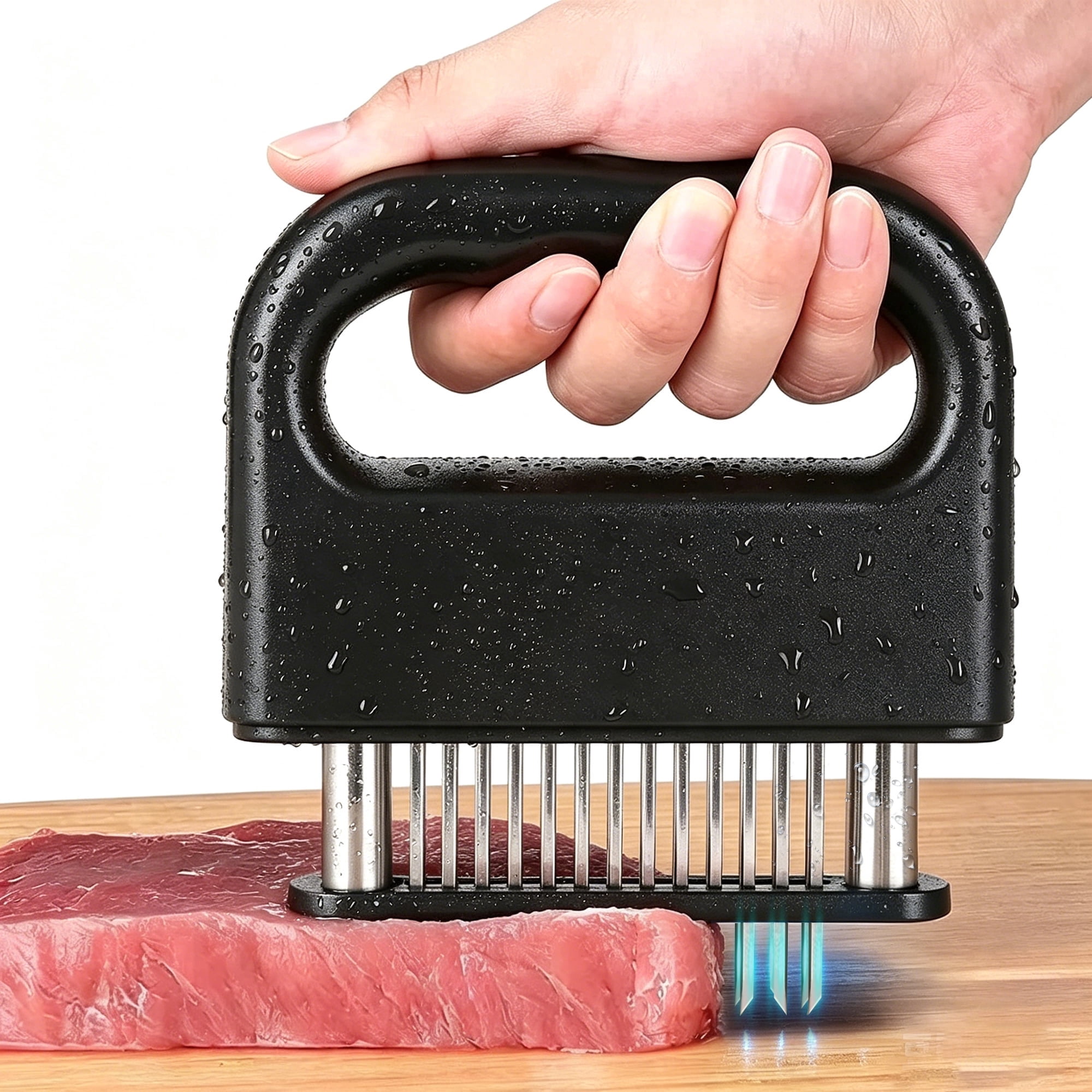 Reluien Meat Tenderizer, 48 Ultra-Sharp Stainless Steel Blades Manual Meat Tenderizer Tool for BBQ Grilling & Marinating Beef Steak Pork Chicken Fish