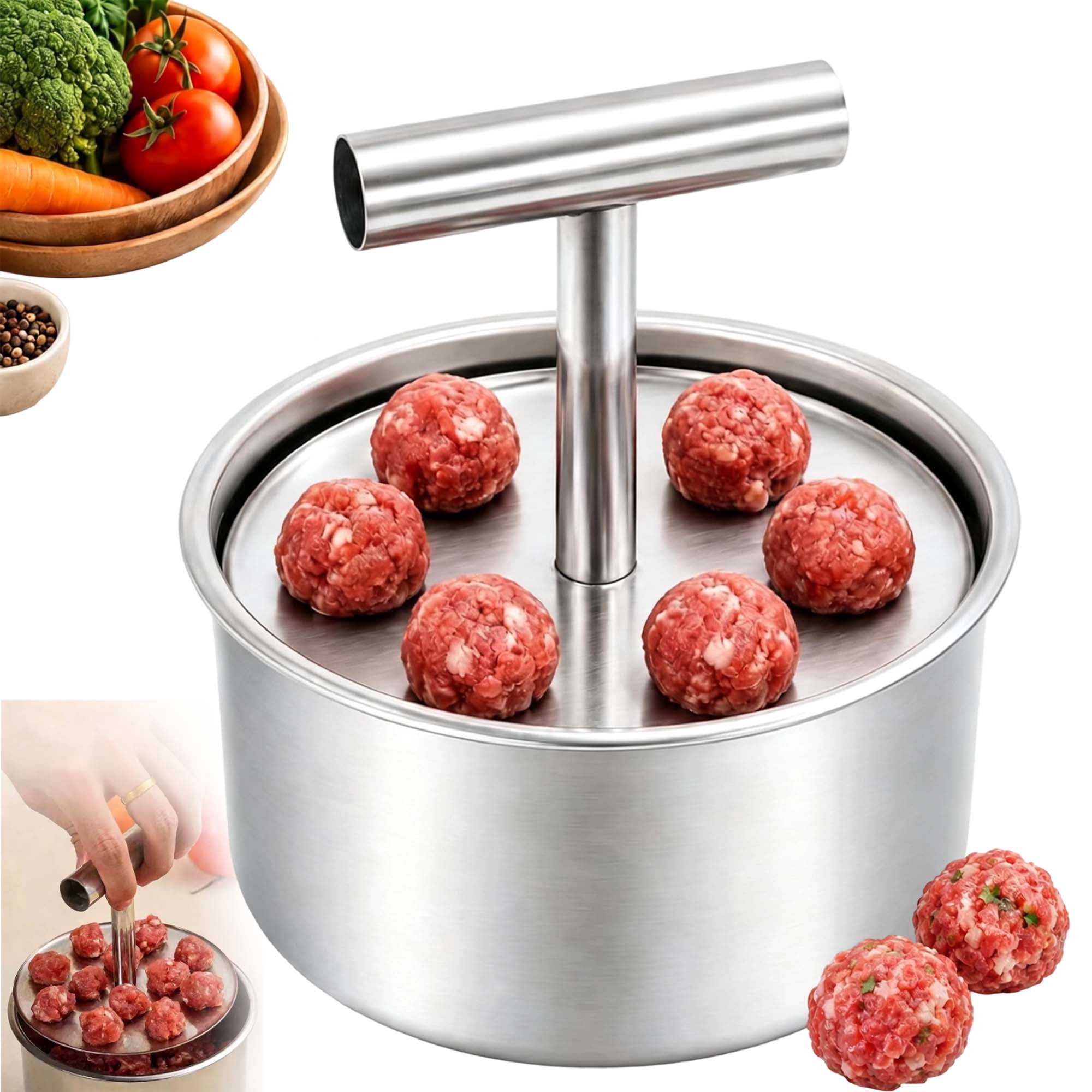 Meatball Maker, 6/12 Ball Round Food Shaper, Quick and Easy Manual Push ...