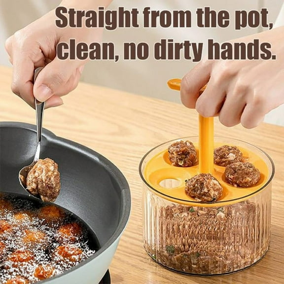 Meatball Maker, Meatball Maker Tool, 2024 New Creative Kitchen DIY Meatball Making Set, 5 Balls Meatball Maker Tool, Kitchen Meatball Mold, Ground Meat Freezer Storage for Kitchen Cooking, Orange