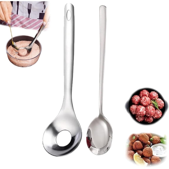 Meatball Maker Spoon, Meatball Making Spoon, Stainless Steel Meatball Spoon with Long Handle, Meatball Shaper Tool for Homemade Meatballs, Kitchen Cooking Gadget,1set