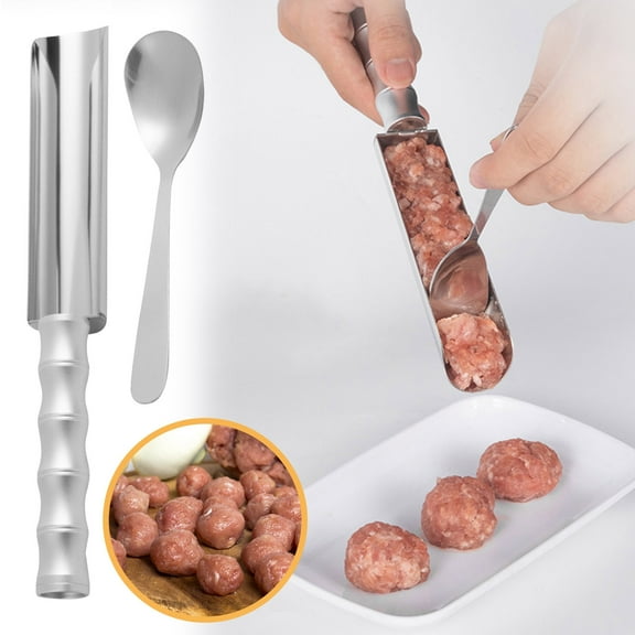 Meatball Maker Tool, Stainless Steel Rice Meat Dumplings Mold, Manual Meat Roller for Kitchen Cooking, Durable Metal Gadget for Easy Fish Ball and Vegetable Roll Food Preparation Use, by UKHBMC