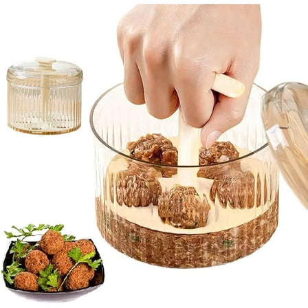 Meatball Press Maker With Container: Meat Baller Maker Cooking Tools, Kitchen Extruded Meatball Maker Tool, DIY Easy Meatball Maker Mold Set, Mince Freezer Storage (White)