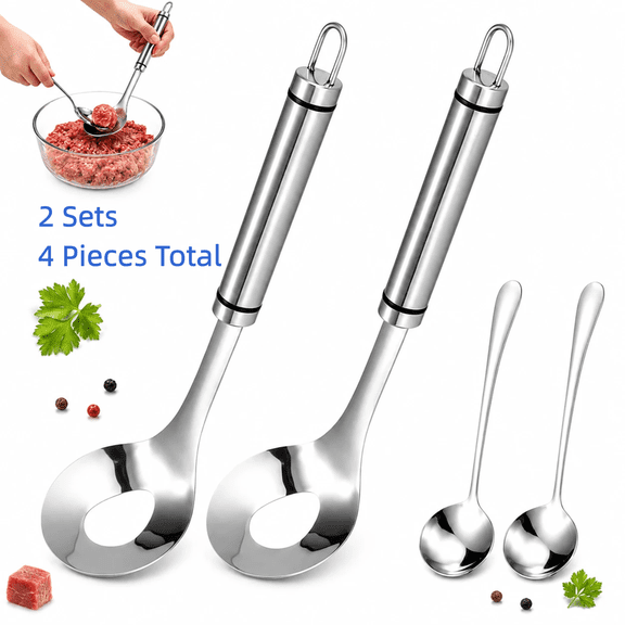 SKY GRACE Meatball Spoon Multipurpose Portion Scoop for Fish, Chicken, and Beef Meatballs Stainless Steel Meatball Maker Spoon ,2 Sets