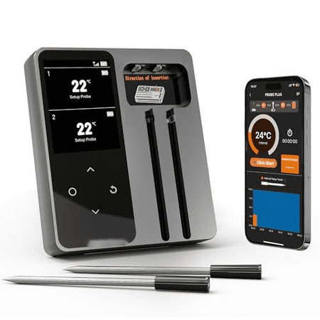 Meater Thermometer Wireless, 2 Probes Bluetooth Meat Thermometer, 572°F Heat Resistance WiFi Smart Accuracy of ±0.5°F, LCD Display Wireless Thermometer for Grilling, Oven Smoker, Air Fryer