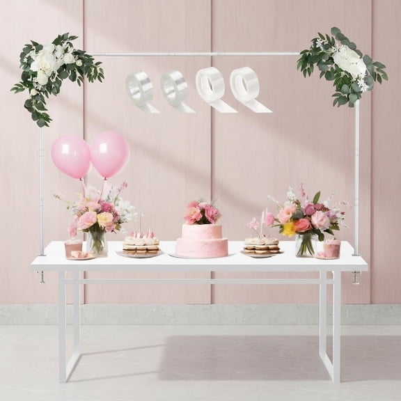 Meatl Table Balloon Arch Kit, Adjustable Table Stand, For Birthday Party Wedding & Graduation Decorations, Christmas Decor Party Supplies (White)