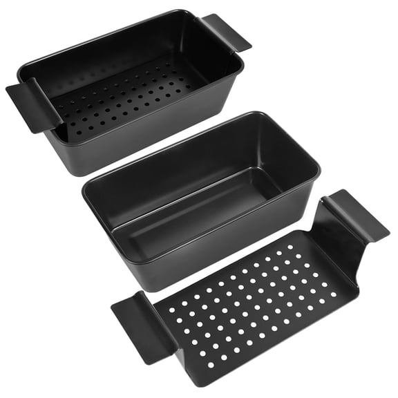 Meatloaf Pan With Drain Tray  2 Pack Non Stick Meat Loaf Drip 9.8x5.7 Inch Bread Baking Insert Easy Removal Perforated Bakeware For Oven Roasting