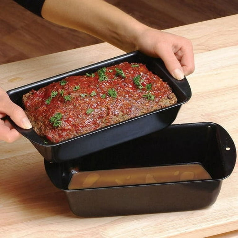 Mainstays Nonstick 9.3 x 5.2 x 2.7 Meatloaf Pan with Insert, Bread and Loaf  Pan, Gray 