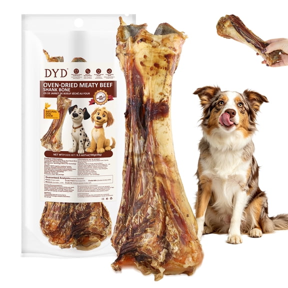 Dog Bone Stick Meaty Beef Bone Dog Chew, 100% Natural Single Ingredient, Teeth-Cleaning Grass-Fed Beef Bones for Medium and Large Dogs