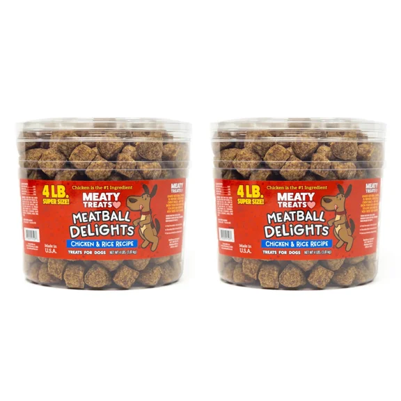 Meaty Treats Meatball Delights Chicken Flavored Meatballs Soft Dog Treats - 4 LB (2 Pack)