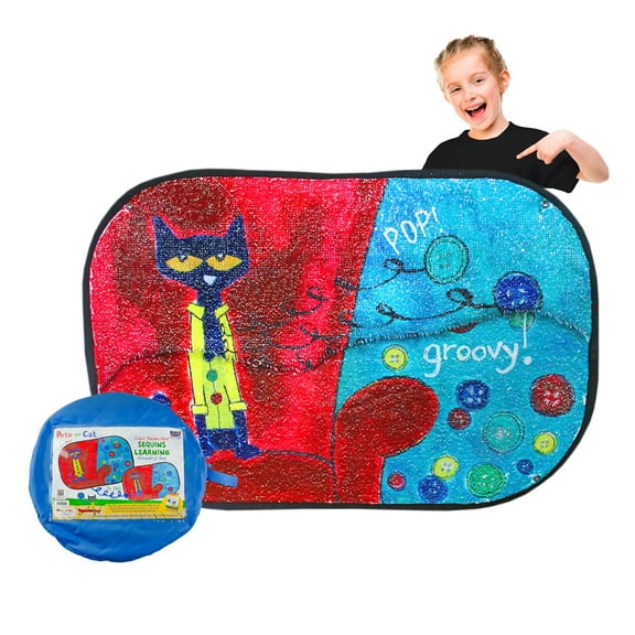 Meavia Reversible Sequins Pete the Cat Groovy Buttons: Wall Sensory Fun Toy, Jumbo Size 40 x 27 Inches