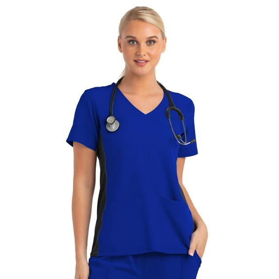 Meavn Matrix Impulse Women's Knitted Panel Mock Wrap Scrub Top (Free Shipping)