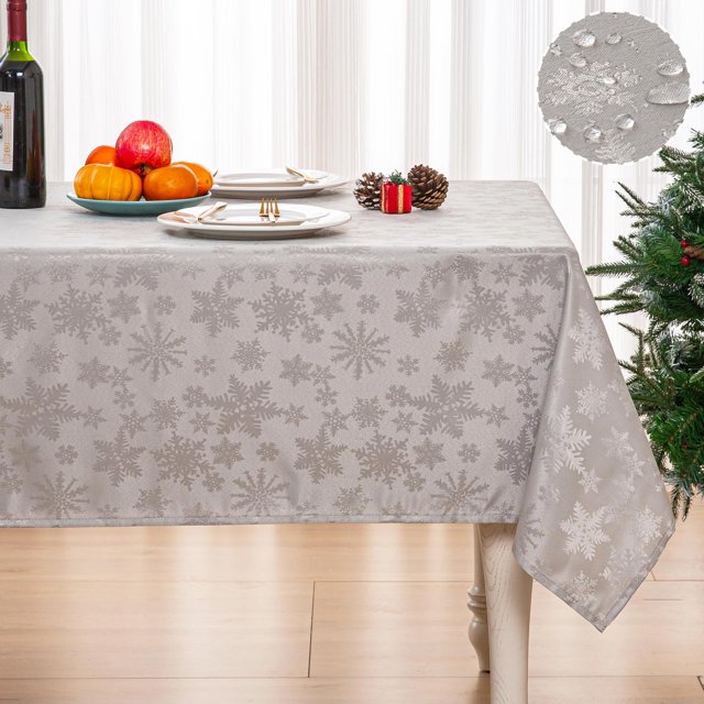 Mebakuk Christmas Jacquard Tablecloth HHA1 Waterproof Damask Floral