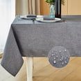 thumbnail image 1 of Mebakuk Rectangle Table Cloth Linen Farmhouse Tablecloth Waterproof Anti-Shrink Soft and Wrinkle Resistant Decorative Fabric Table Cover for Kitchen (Oblong 60 x 84 Inch (6-8 Seats), Dark Grey), 1 of 6