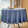 thumbnail image 1 of Mebakuk Round Table Cloth Linen Farmhouse Tablecloth Spill-Proof Antiwrinkle and Shrink Proof Tablecloth Decorative Fabric Table Cover for Dining and Outdoor Use (70 inch Round (4-6 Seats) Denim Blue), 1 of 6