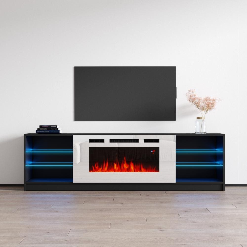Meble Furniture Boston WH01 79inch Modern Electric Fireplace TV Stand