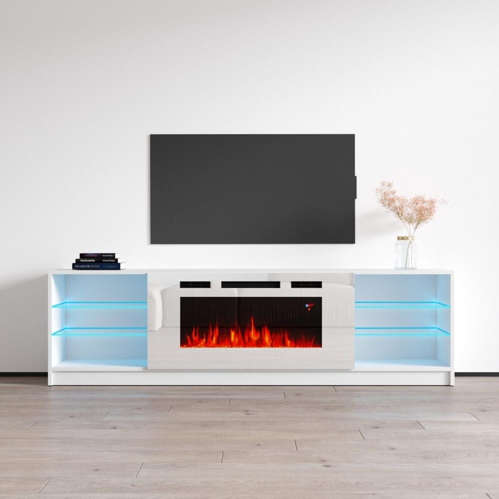Meble Furniture Boston WH01 79inch Modern Electric Fireplace TV Stand