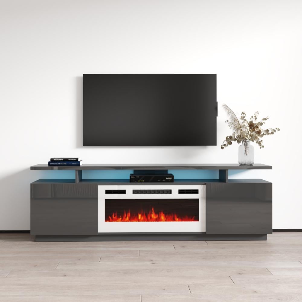 Meble Furniture EvaKWH Modern 71inch Electric Fireplace TV Stand Gray