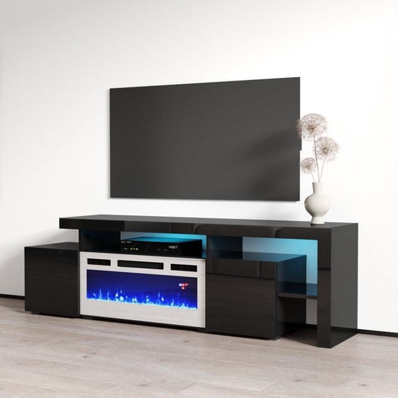 Meble Furniture Inferno WH-EF Electric Fireplace 73" TV Stand Black