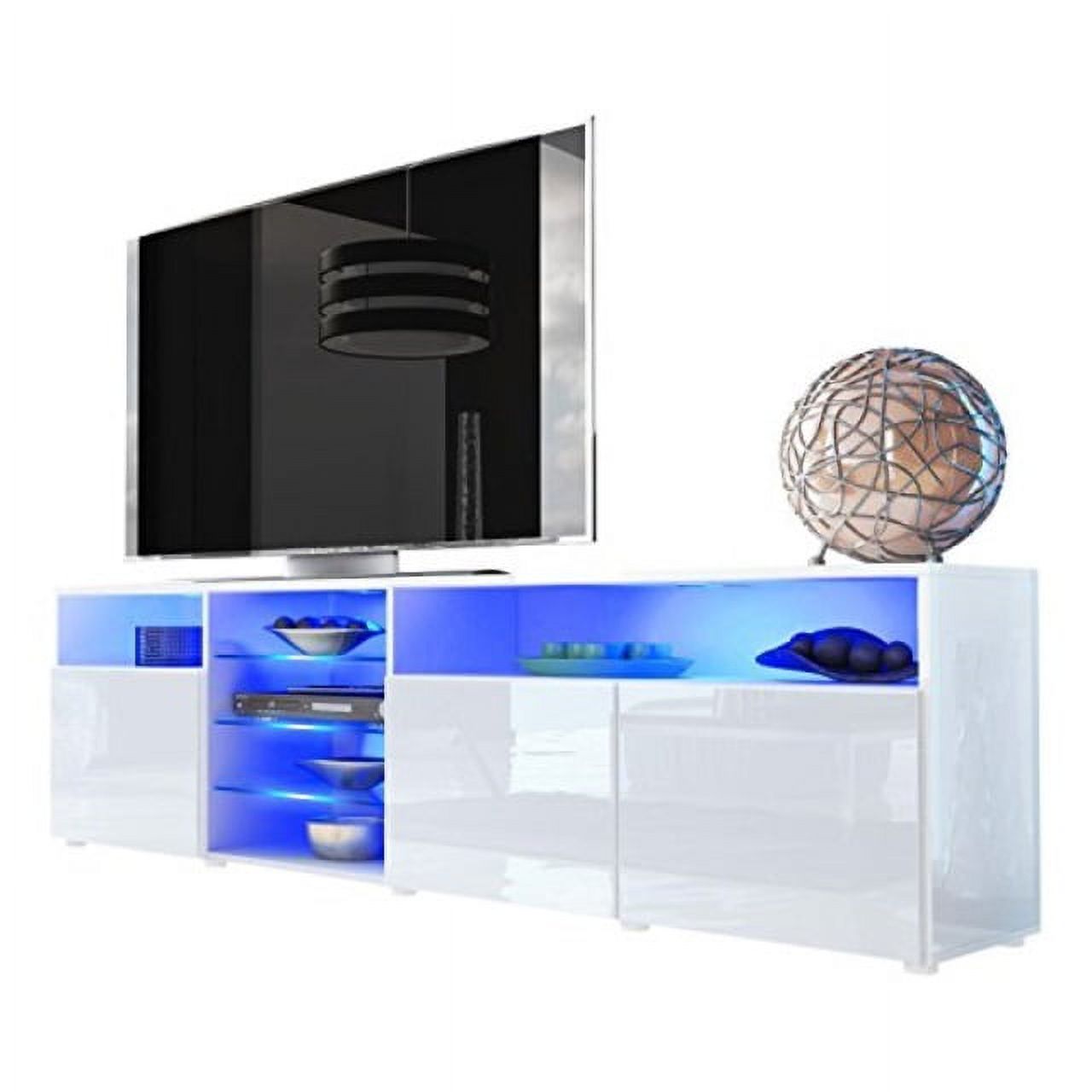 Meble Furniture & Rugs Roma 79inch Wide Glossy TV Stand White