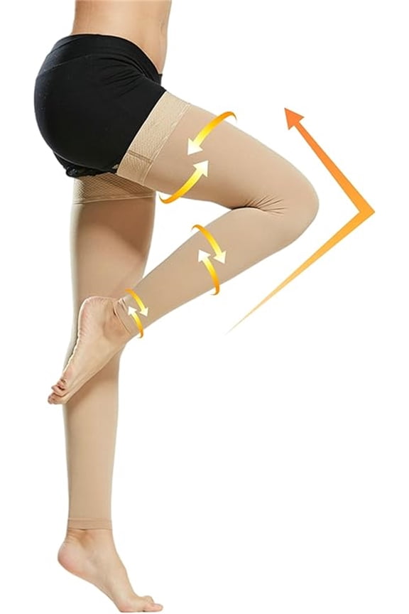 20-30 mmHg Medical Compression Stockings for Men and Women,Beige Thigh Long Footless Support Compression Socksfor Graduated Support Varicose Veins