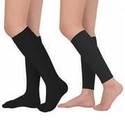 MecTo 20-30mmHg Calf Compression Sleeve Stockings and Plus Size Wide Calf Knee High Compression Socks for Women & Men(2 Black, 3XL)
