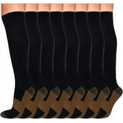 MecTo 8 Pairs Compression Socks 15-20 mmHg Knee High Compression Stockings for Women & Men