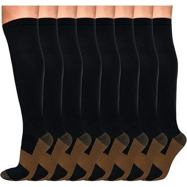 MecTo 8 Pairs Compression Socks 15-20 mmHg Knee High Compression Stockings for Women & Men