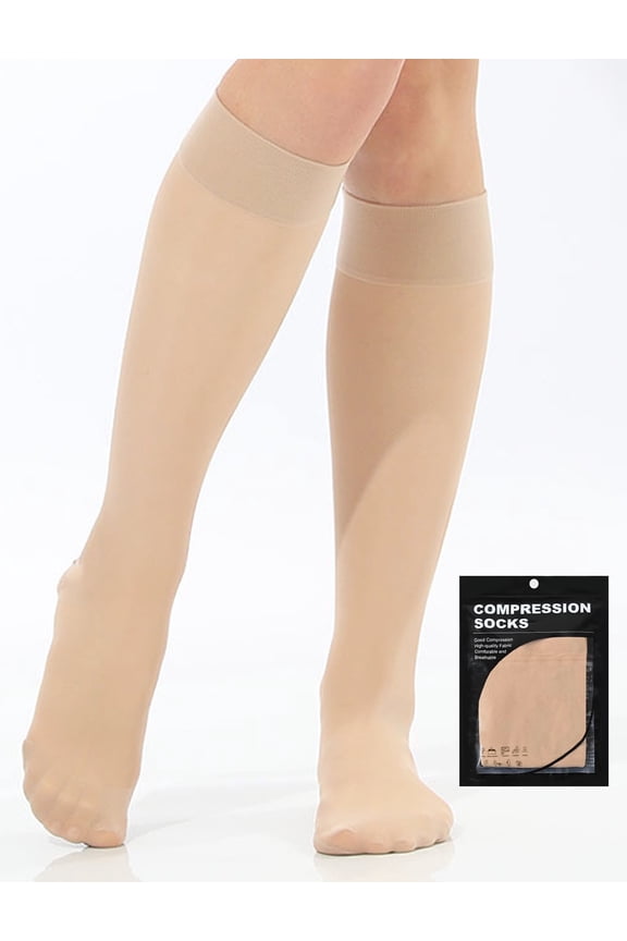 Closed Toe Sheer Compression Stockings for Women, 15-20 mmHg Knee High Circulation Support Stockings, Graduated Medical Compression Socks for Travel, Flight