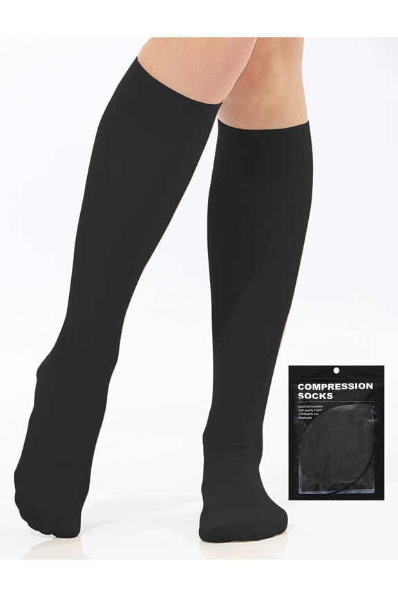 Closed Toe Sheer Compression Stockings for Women, 15-20 mmHg Knee High Circulation Support Stockings, Graduated Medical Compression Socks for Travel, Flight