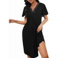 thumbnail image 1 of MecTo Short Sleeve Nightgown Sleepshirt V-Neck Nightshirts for Women, Ruffle Sleeves Women Nightwear Nightdress S-XL, 1 of 7