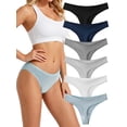 thumbnail image 1 of MecTo Cotton Thongs for Women, Womens Thongs Bikini Low Rise Thong Panties, No Show Underwear, 6-Pack, 1 of 7